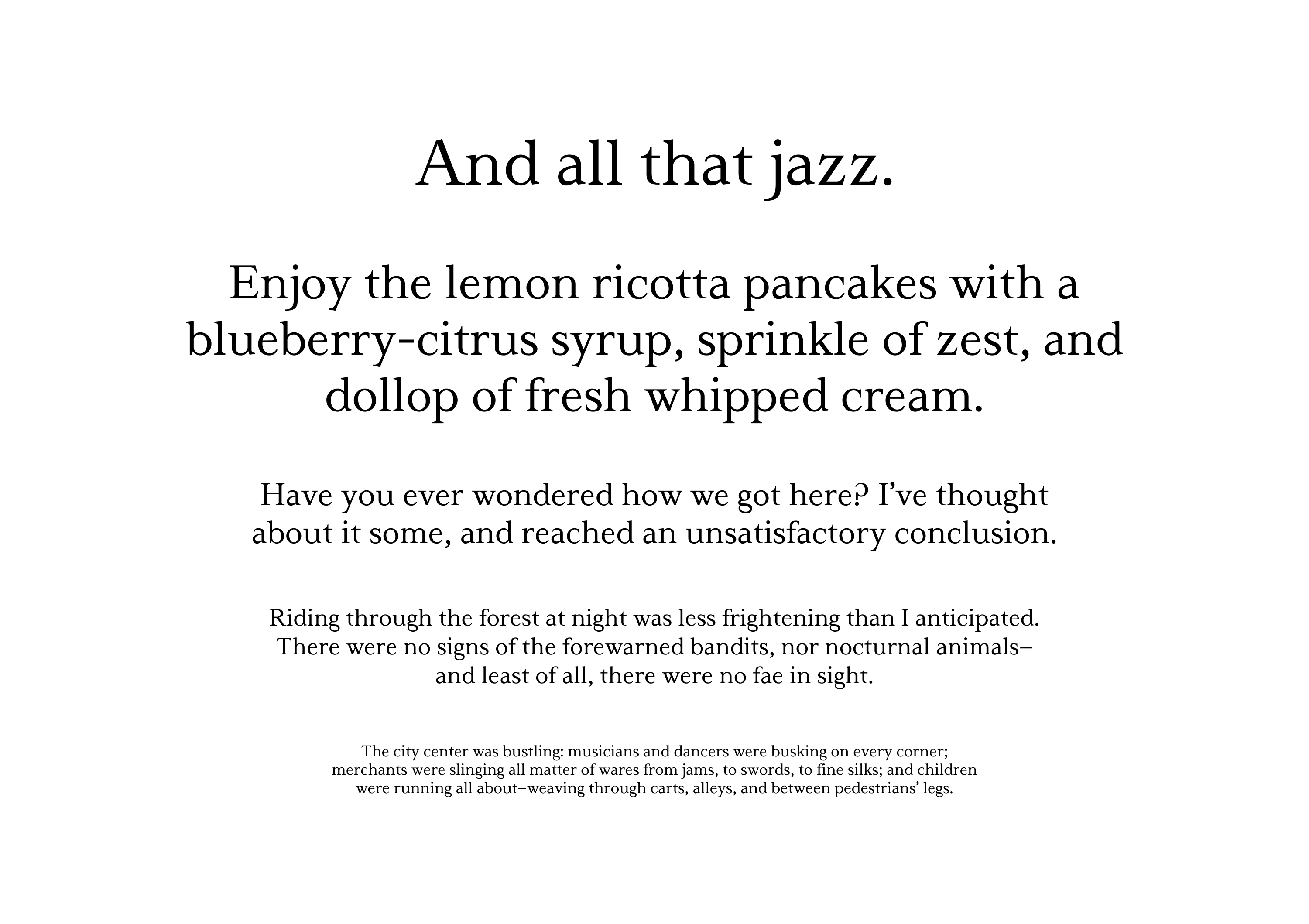 Text sample of Wimbledon typeface, featuring five blocks of text in decreasing sizes.